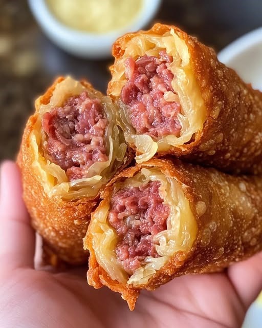 Savory Reuben Egg Rolls