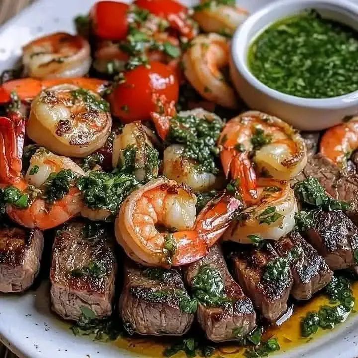 Steak and Shrimp with Chimichurri Kabobs