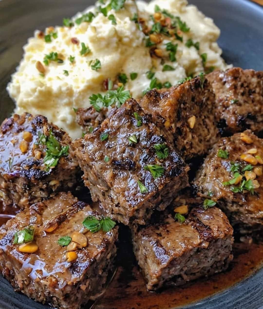 Garlic Butter Steak Bites and Mash