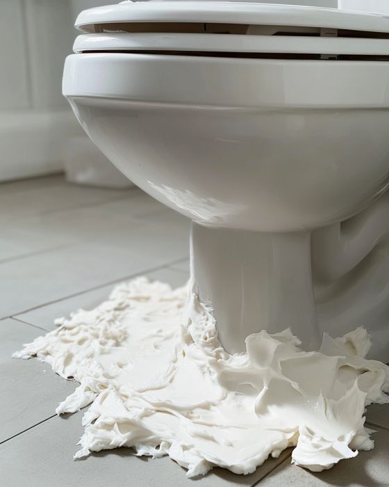 Woman applies shaving cream around toilet bowl for this remarkable reason