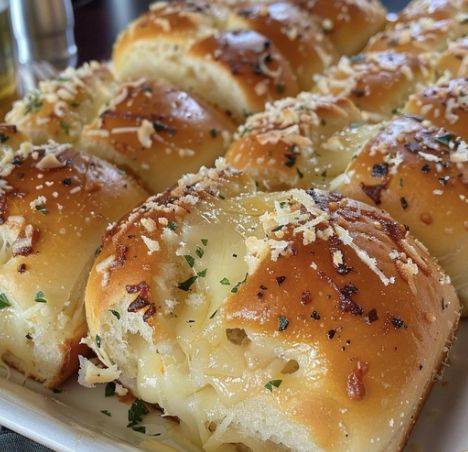 buttery garlic rolls fresh out of the oven