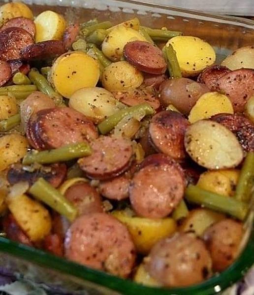 SAUSAGE GREEN BEAN POTATO CASSEROLE – OMG, DON’T LOSE THIS