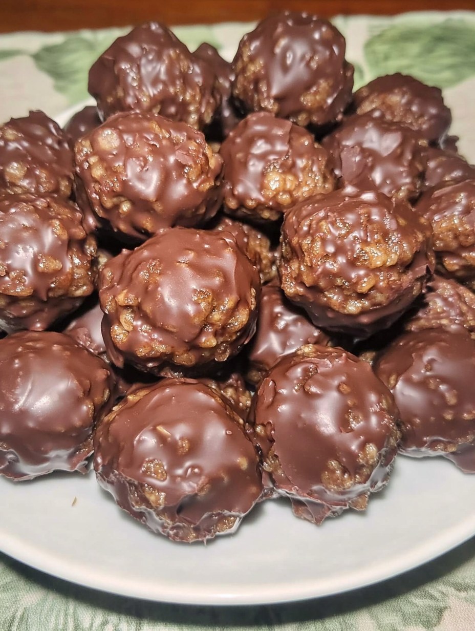 Chocolate Peanut Butter Balls with Rice Krispies