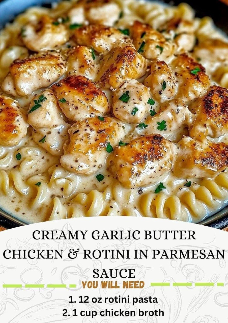 Title: Creamy Garlic Butter Chicken & Rotini in Parmesan Sauce