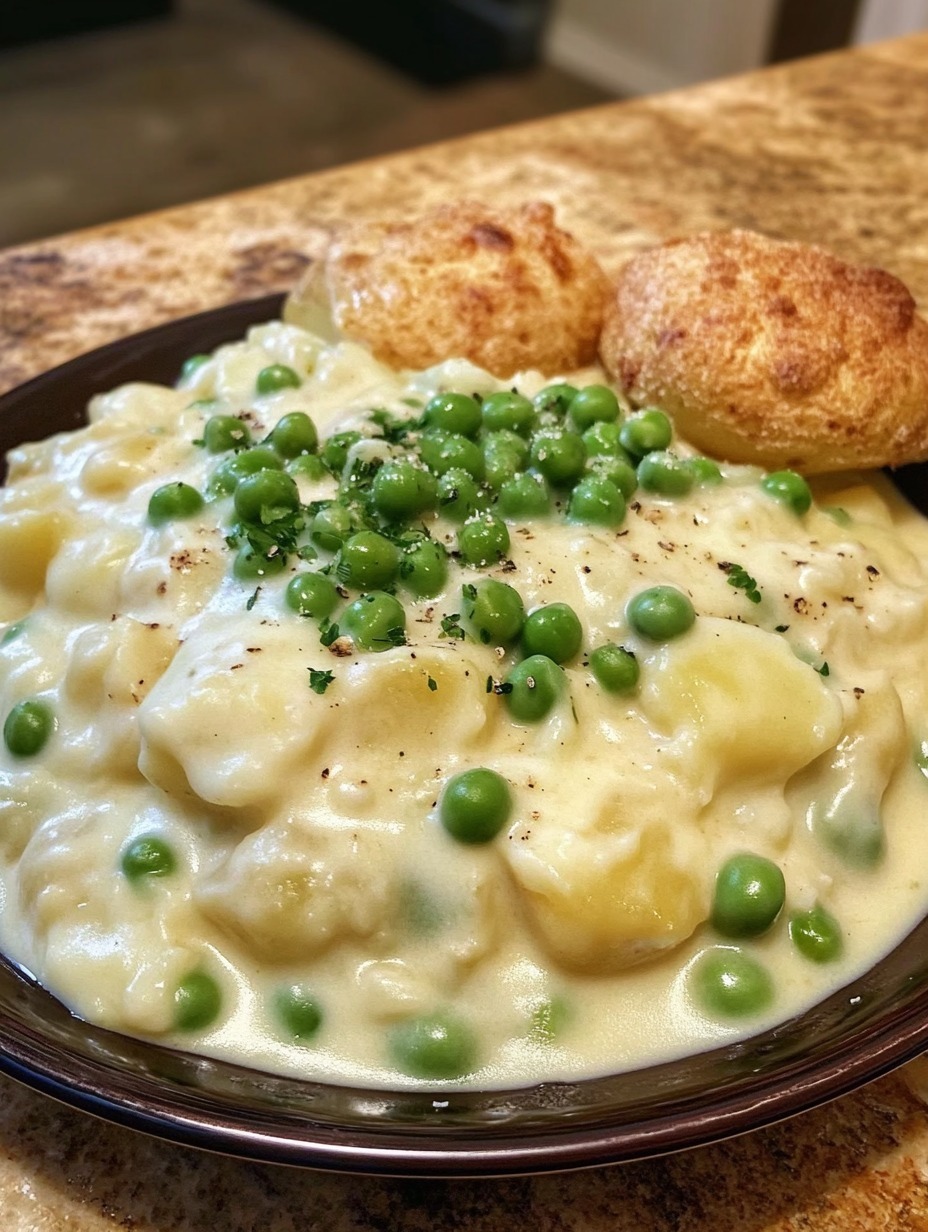 BEST Creamed Potatoes and Peas