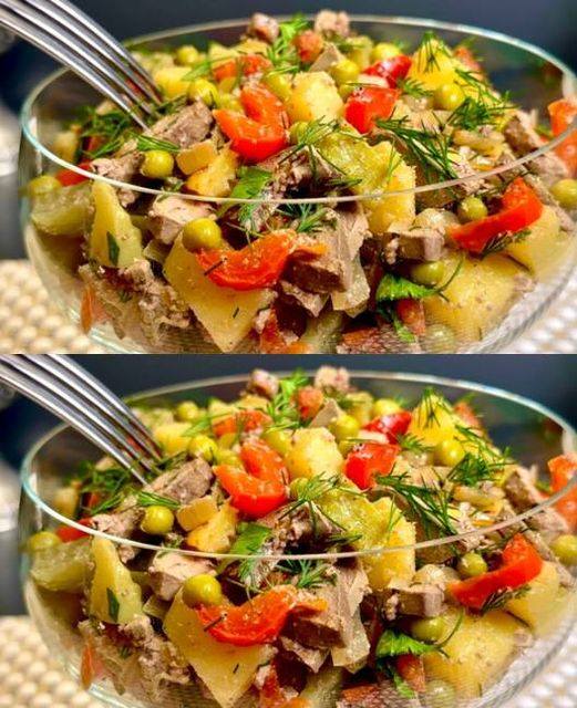 Delicate and incredibly tasty salad with chicken liver