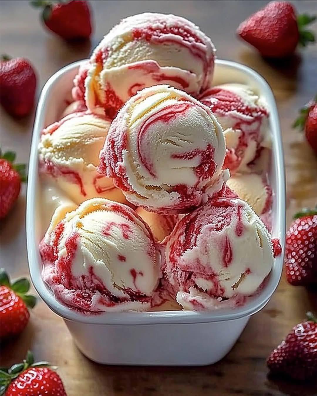 Strawberry Vanilla Bean Ice Cream