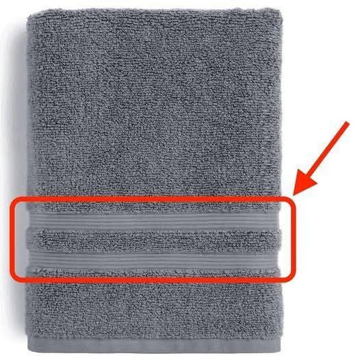 What is the purpose of the fabric bands on bath towels?