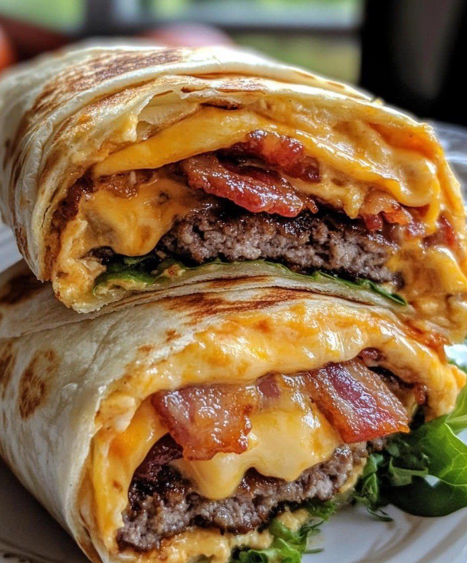 Best Cheesy Bacon Burger Wraps