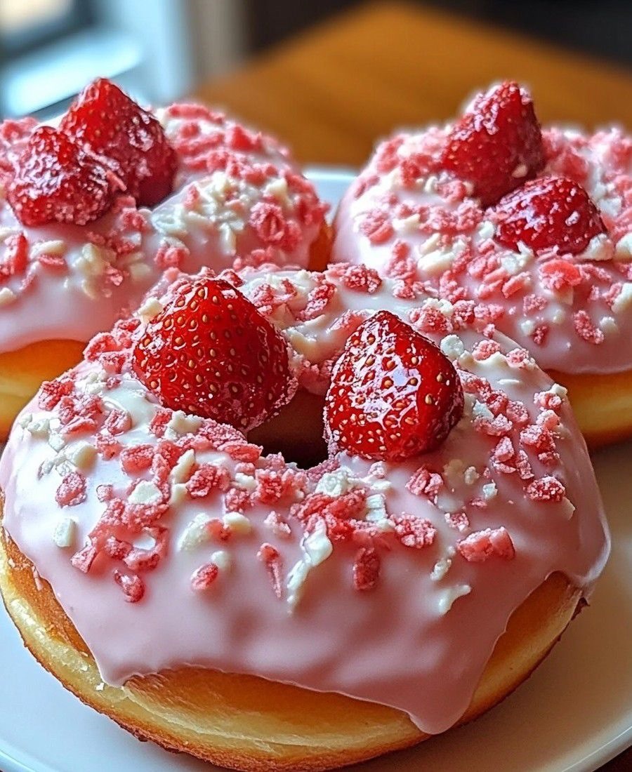 Beignets à la crème de fraises et au chocolat blanc