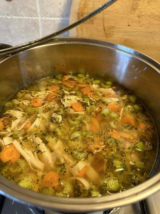 Chicken noodle soup for my husband who is under the weather