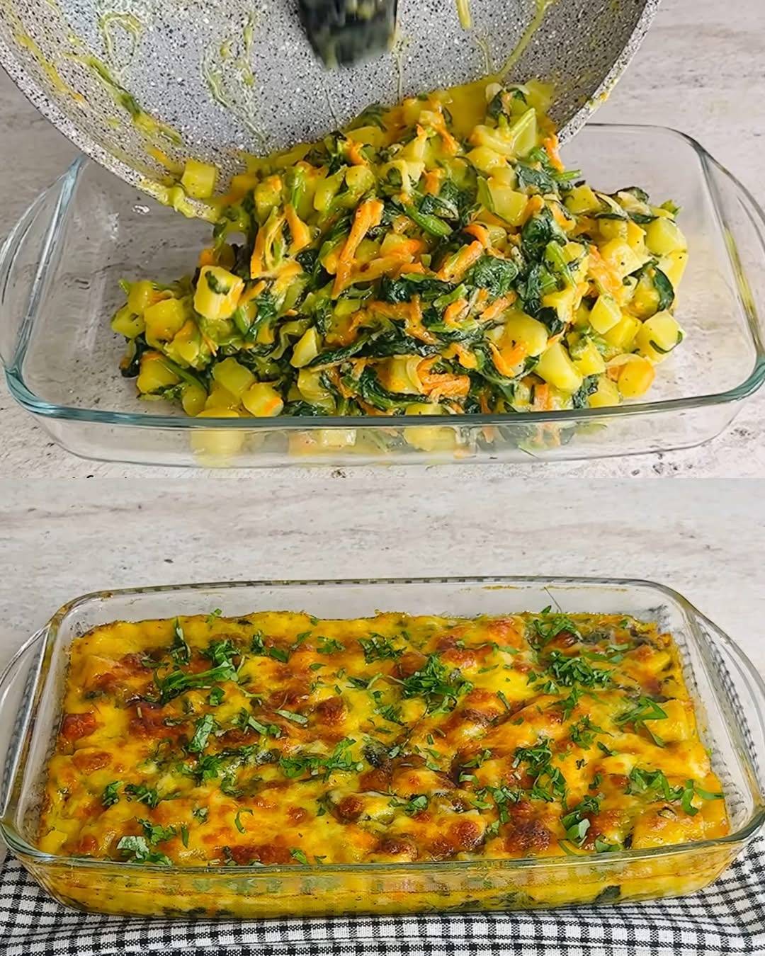 Cheesy Baked Spinach and Potato Casserole