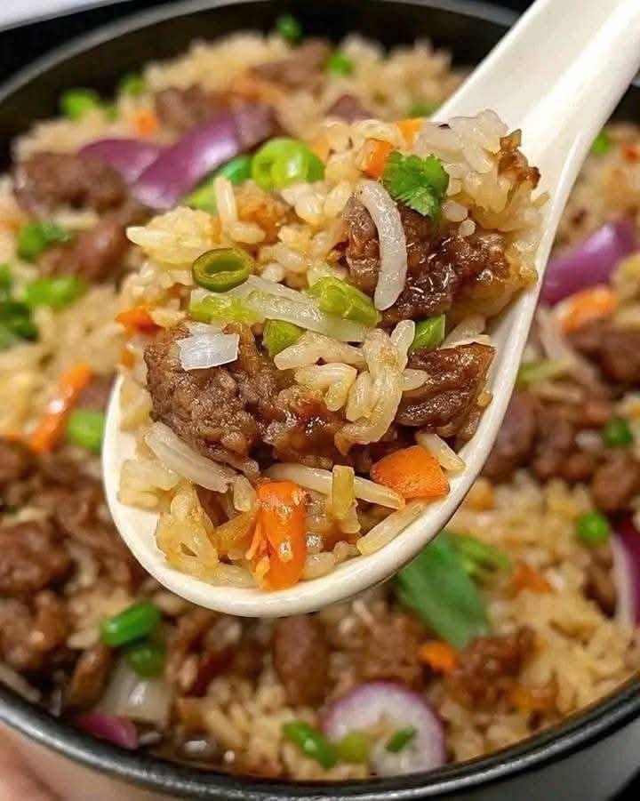 Fried Rice with Ground Beef and Vegetables