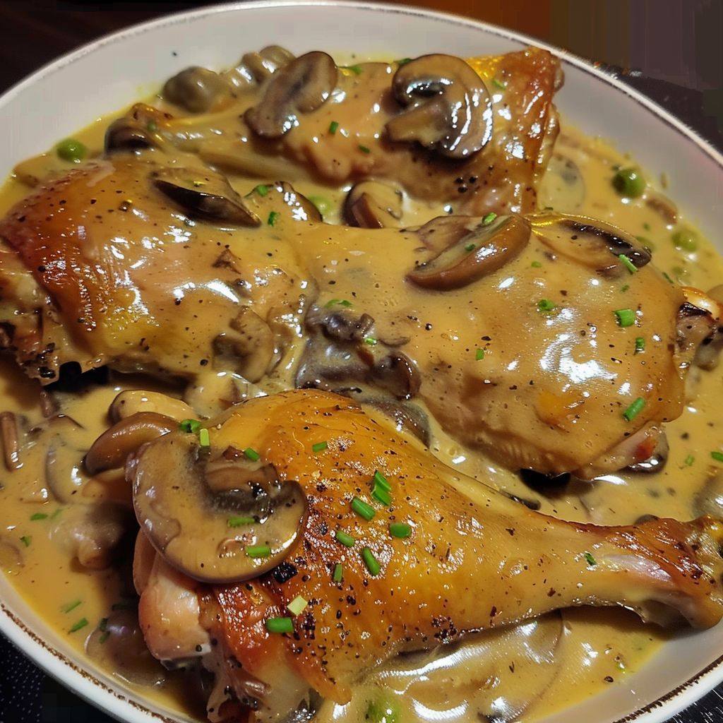 Baked Chicken Legs with Cream of Mushroom Sauce Recipe