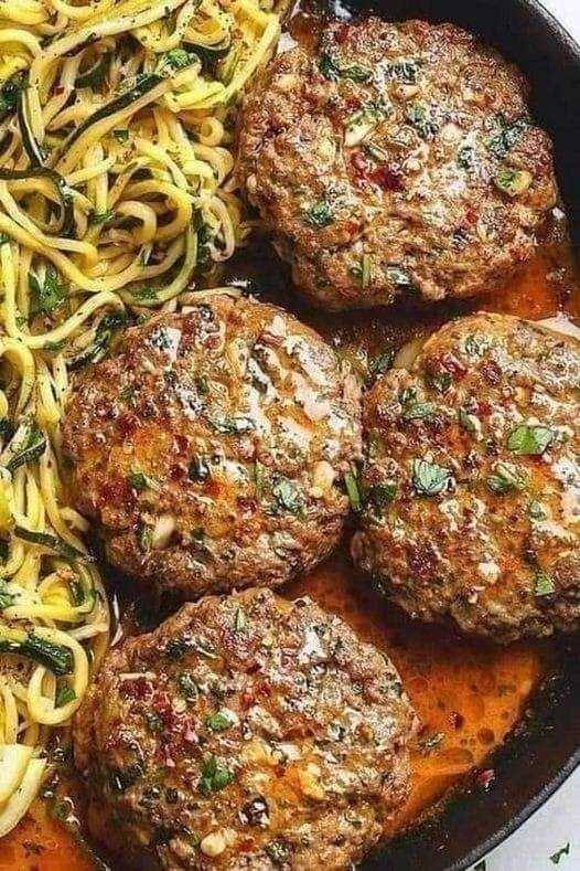 HAMBURGER STEAKS WITH BROWN GRAVY