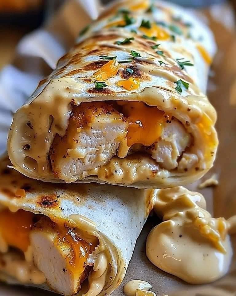 Cheesy Garlic Chicken Wraps