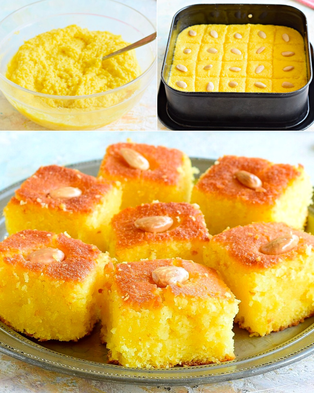 Basbousa (Middle Eastern Semolina Cake)
