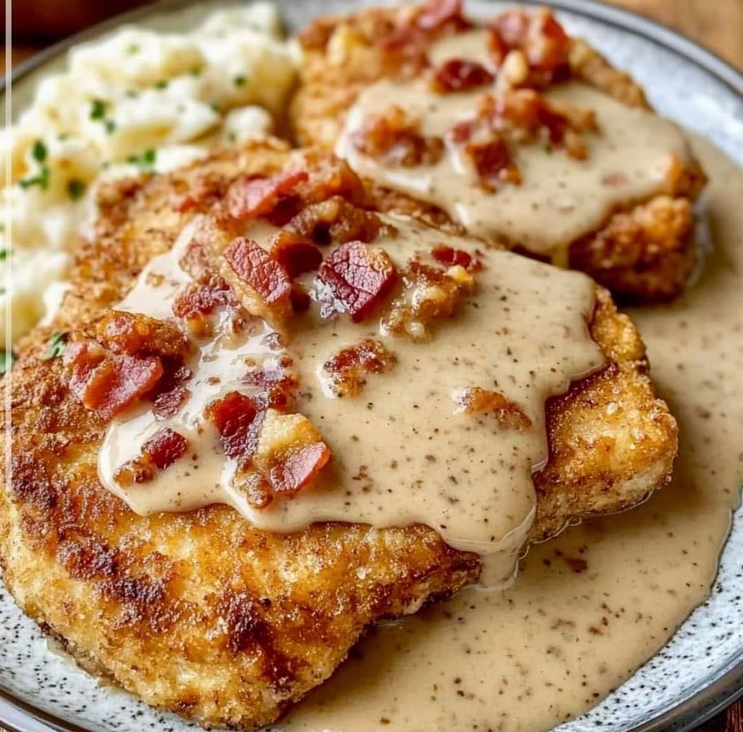 **Country Fried Pork Chops with Bacon Gravy