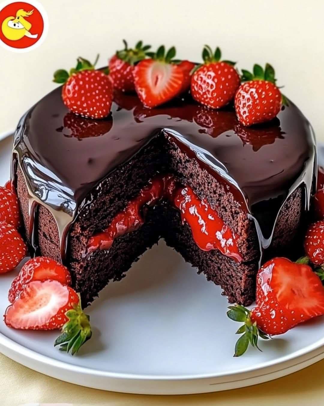 Chocolate Cake with Fresh Strawberry Filling 