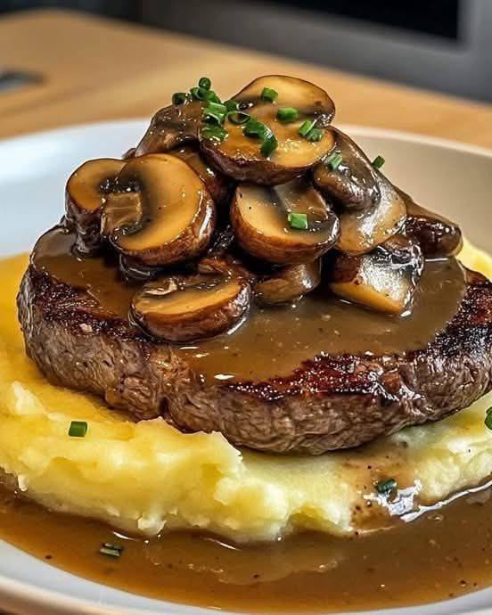 Steak with Mushroom Sauce & Creamy Mashed Potatoes