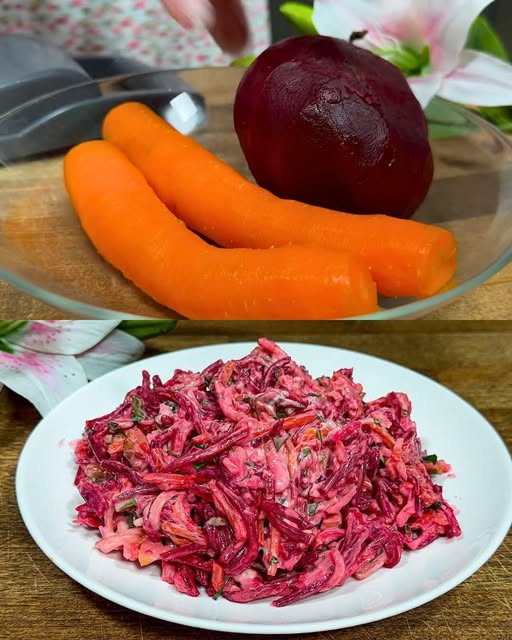 Beetroot and Carrot Salad with Walnuts and Cheese