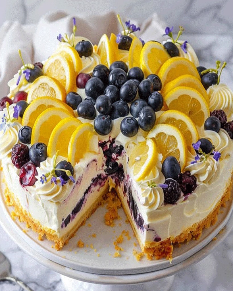 Luscious Lemon Blueberry Cheesecake