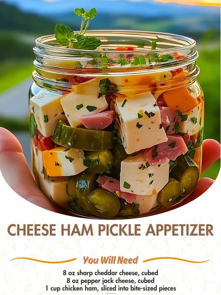 Marinated Cheese Appetizer with Chicken Ham & Pickles