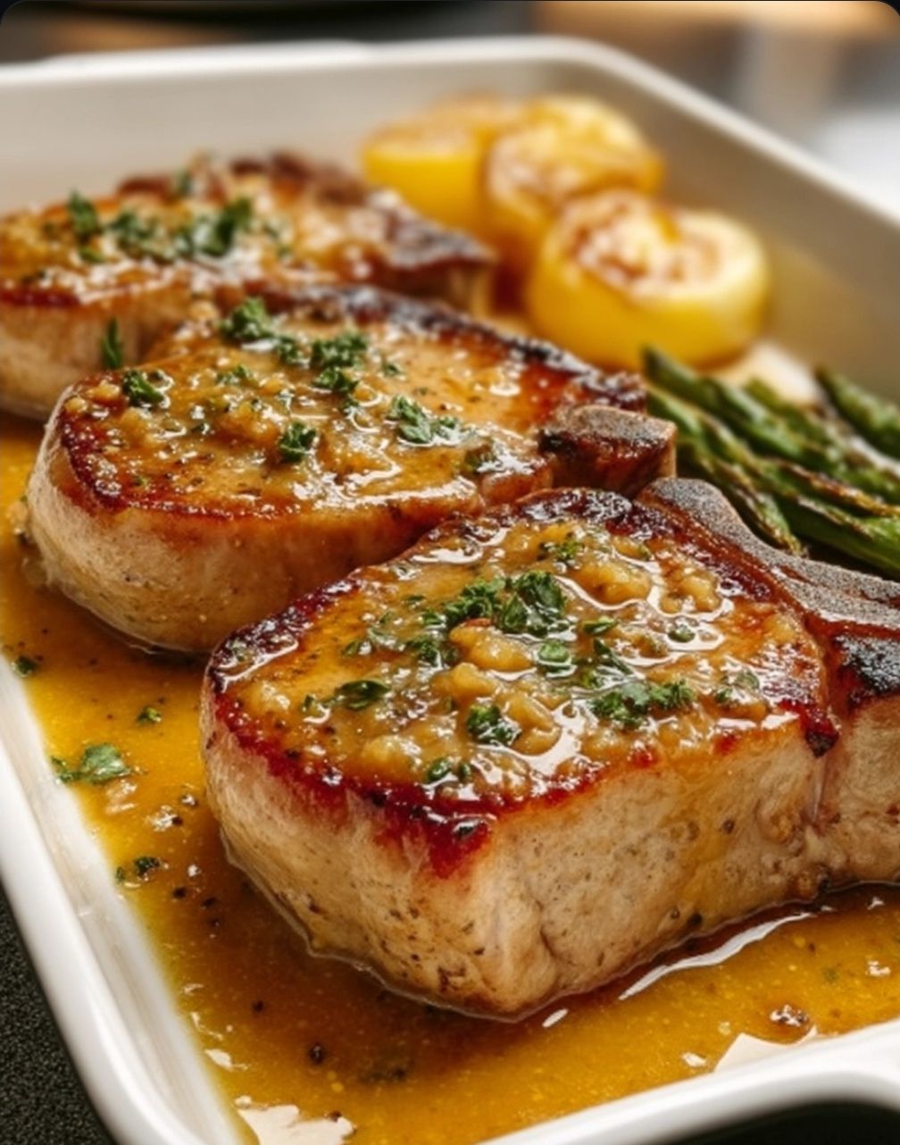 Mustard Pork Chops with Creamy Scalloped Potatoes