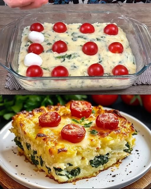 Baked Spinach & Parmesan Potato Pie