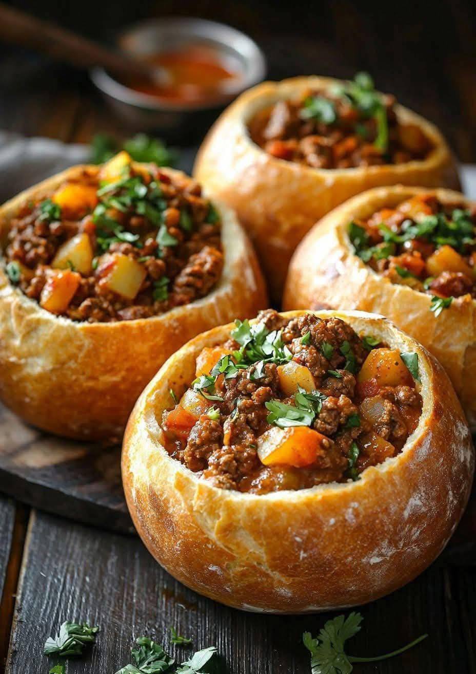 Savory South African Bread Bowl Curry with Beef or Chicken