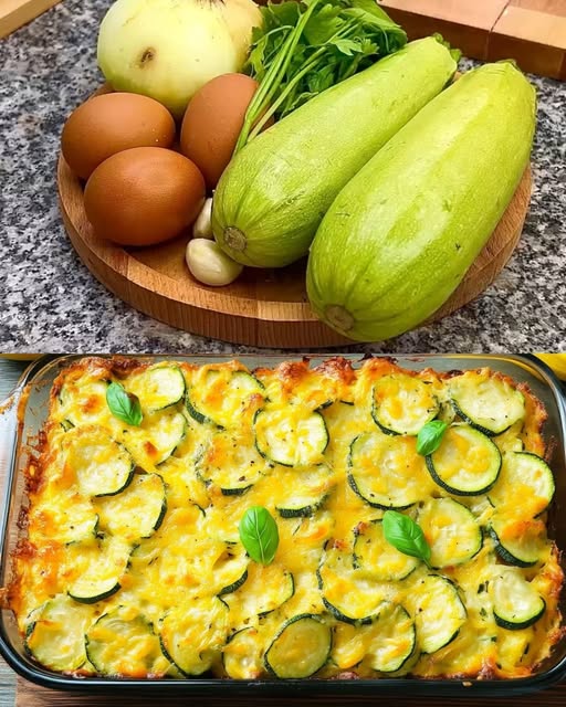 Vegetable casserole of zucchini with cheese and cream!