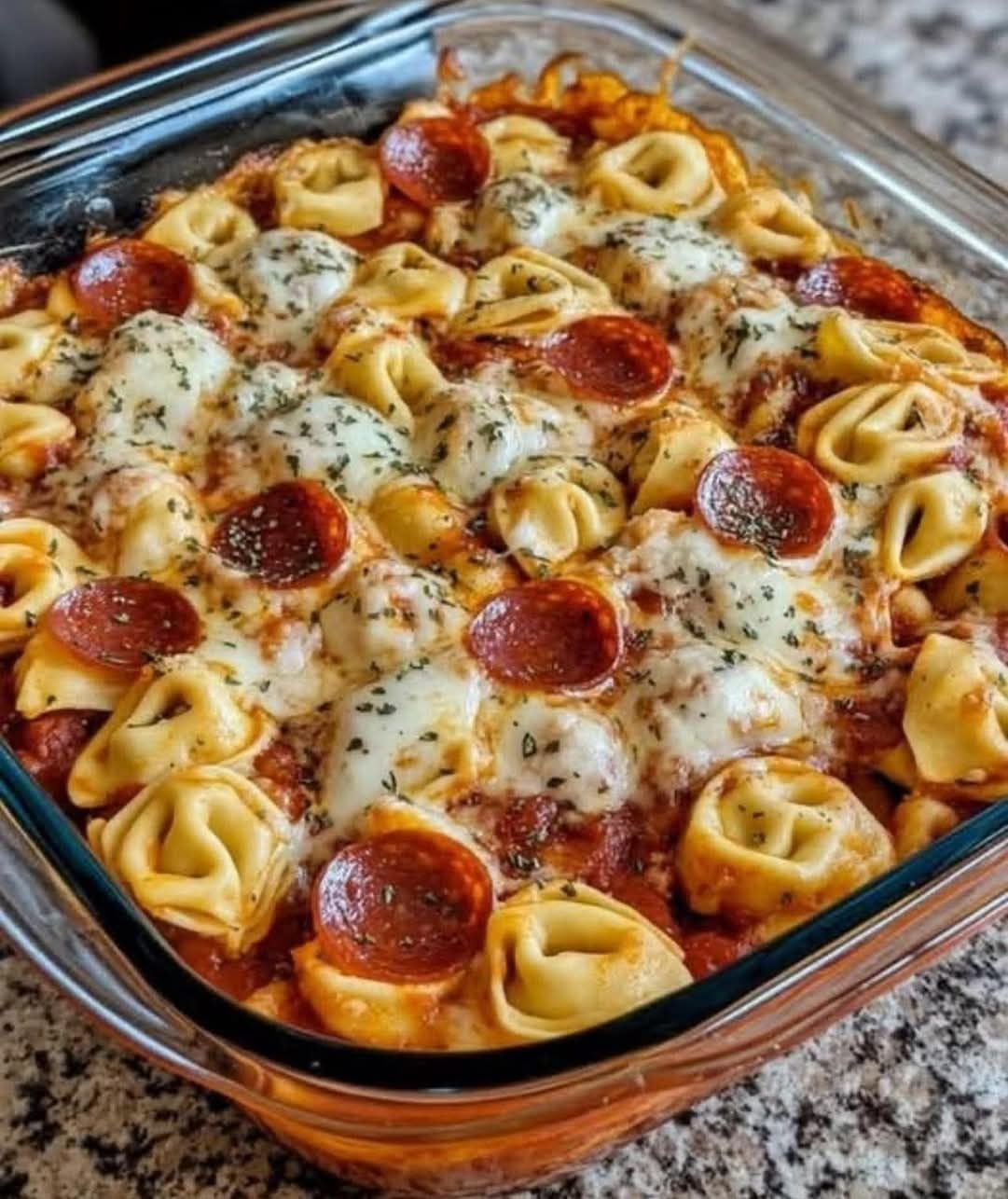 Cheese Tortellini Pepperoni Pizza Casserole