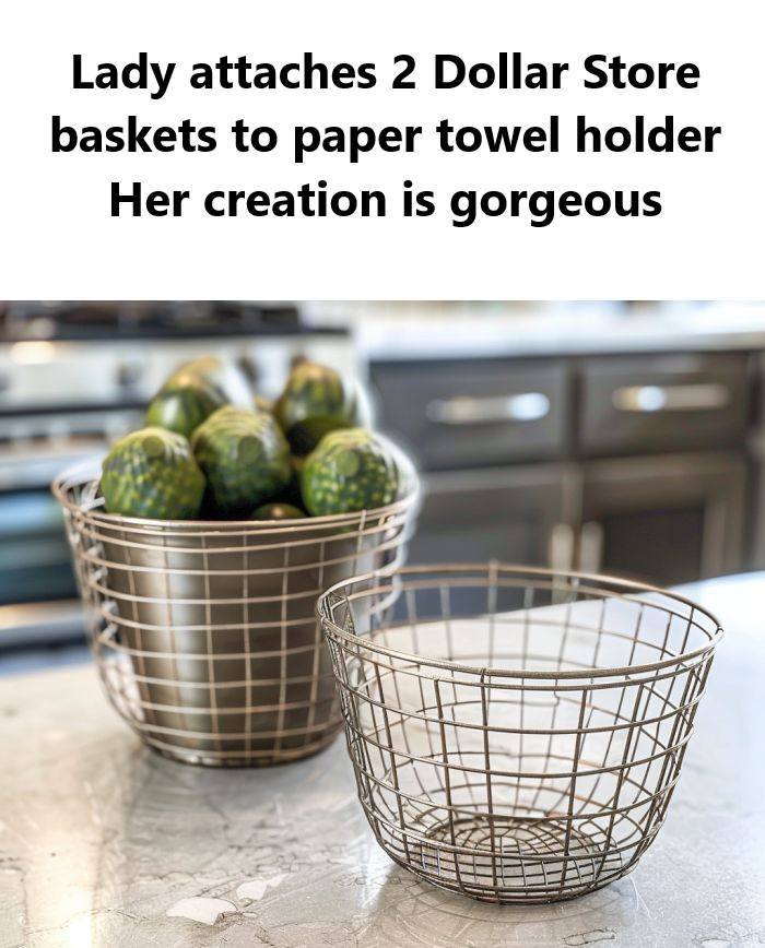 Lady Transforms Dollar Store Baskets into a Gorgeous Dual-Tier Storage Stand
