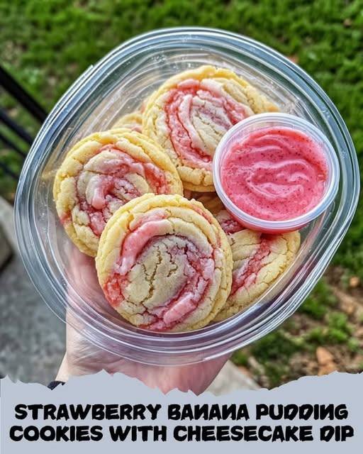 Strawberry Banana Pudding Cookies with Cheesecake Dip Recipe