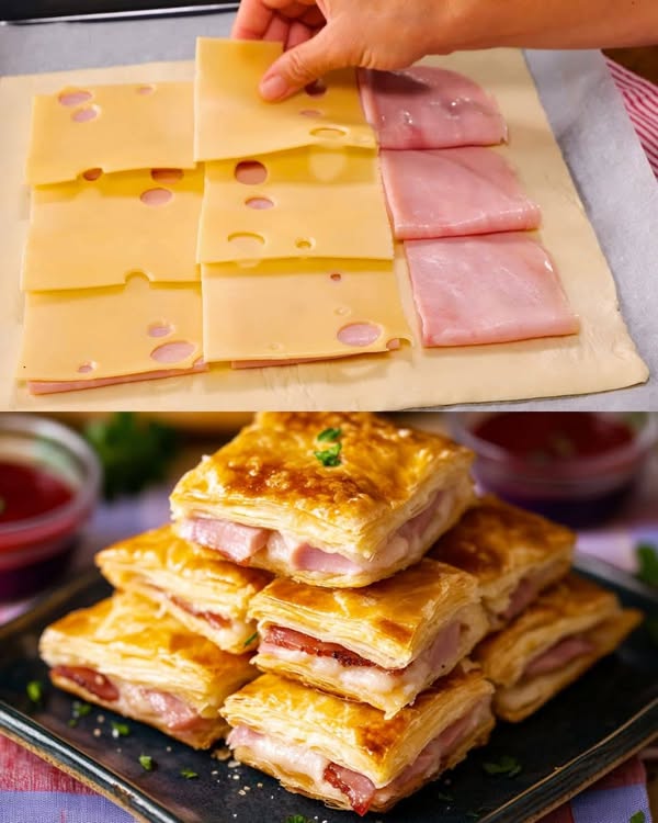 Ham and Cheese Puff Pastry Pockets