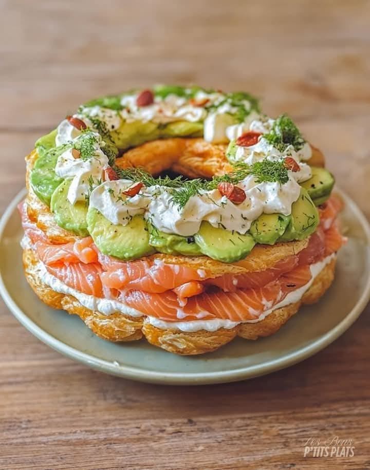 Fra Salted Paris-Brest with Salmon, Avocado Cream and Fresh Cheese