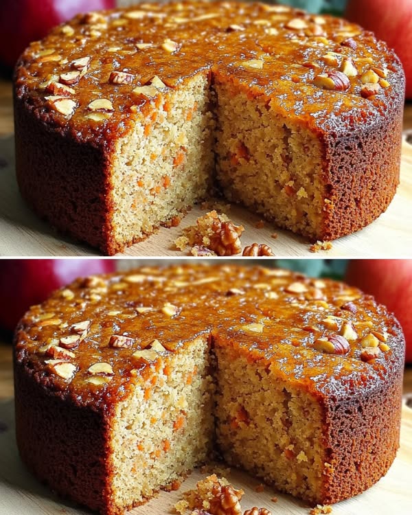 Healthy Sugar-Free Carrot, Apple and Oat Cake