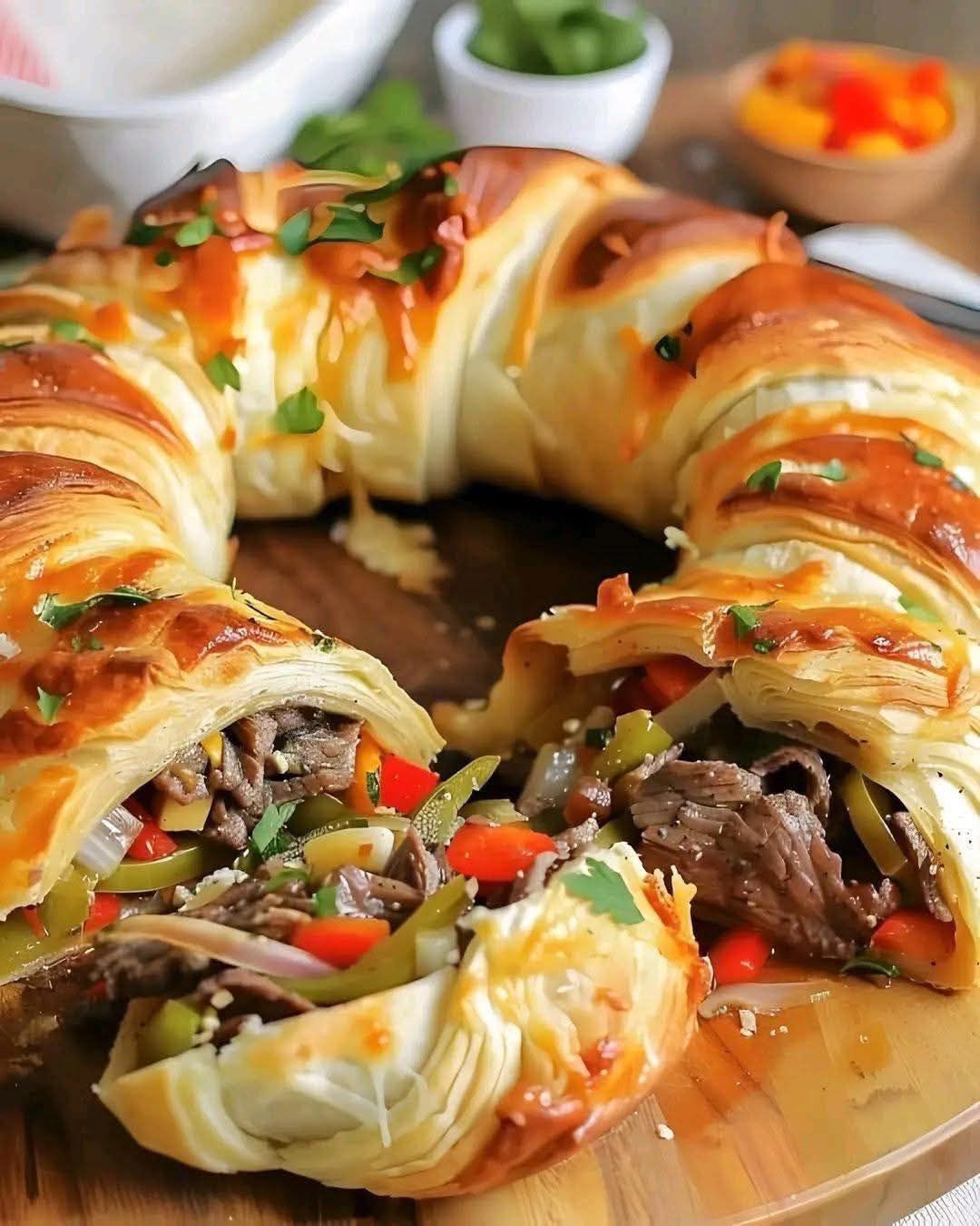 Philly Cheesesteak Crescent Ring