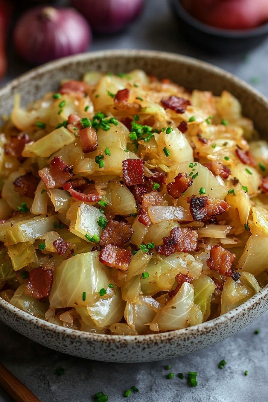 Fried Cabbage with Pepper Bacon