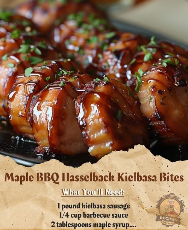 Maple BBQ Hasselback Kielbasa Bites