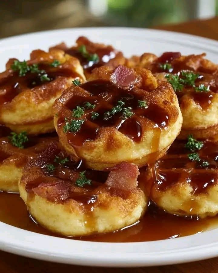 Cornbread Waffle Bites with Honey