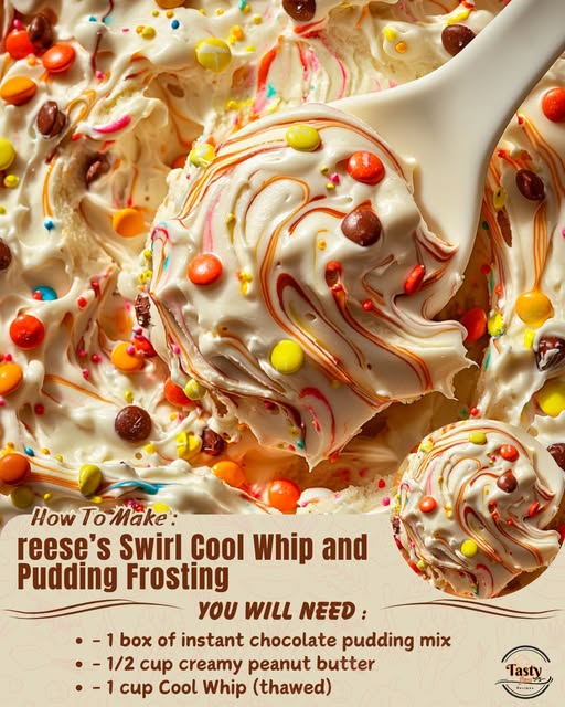 Reese’s Swirl Cool Whip and Pudding Frosting