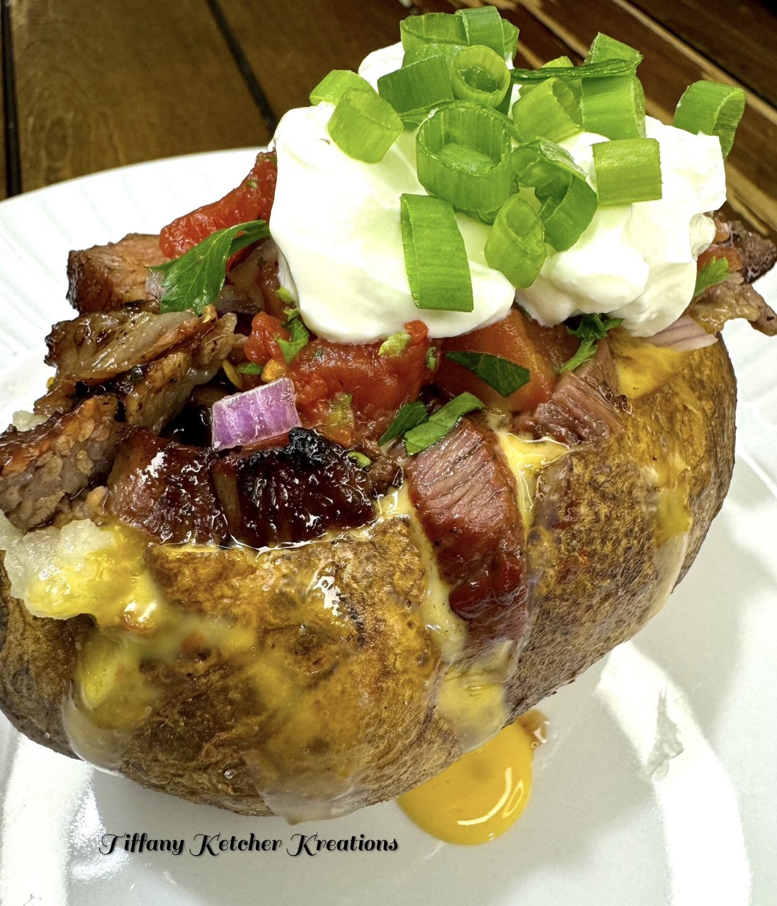 Carne asada loaded baked potato