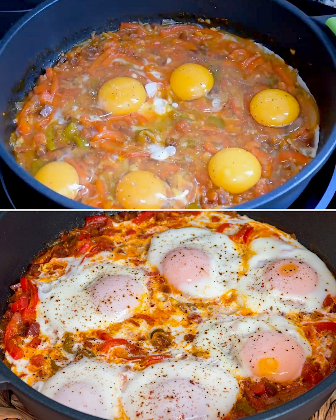 Egg and peppers in a pan: a delicious Spanish recipe to try.