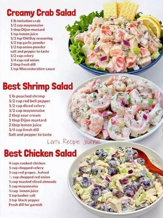 Summer-ready salads: Chicken, Shrimp, and Crab delights!