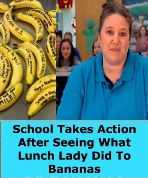 School Cafeteria Worker “Plays” with Kids’ Bananas