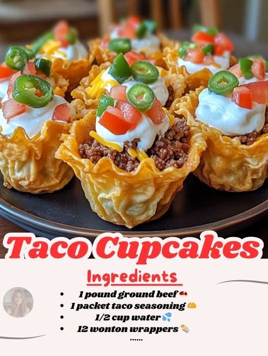 Mini Taco Cupcakes with Zesty Ground Beef and Cheese